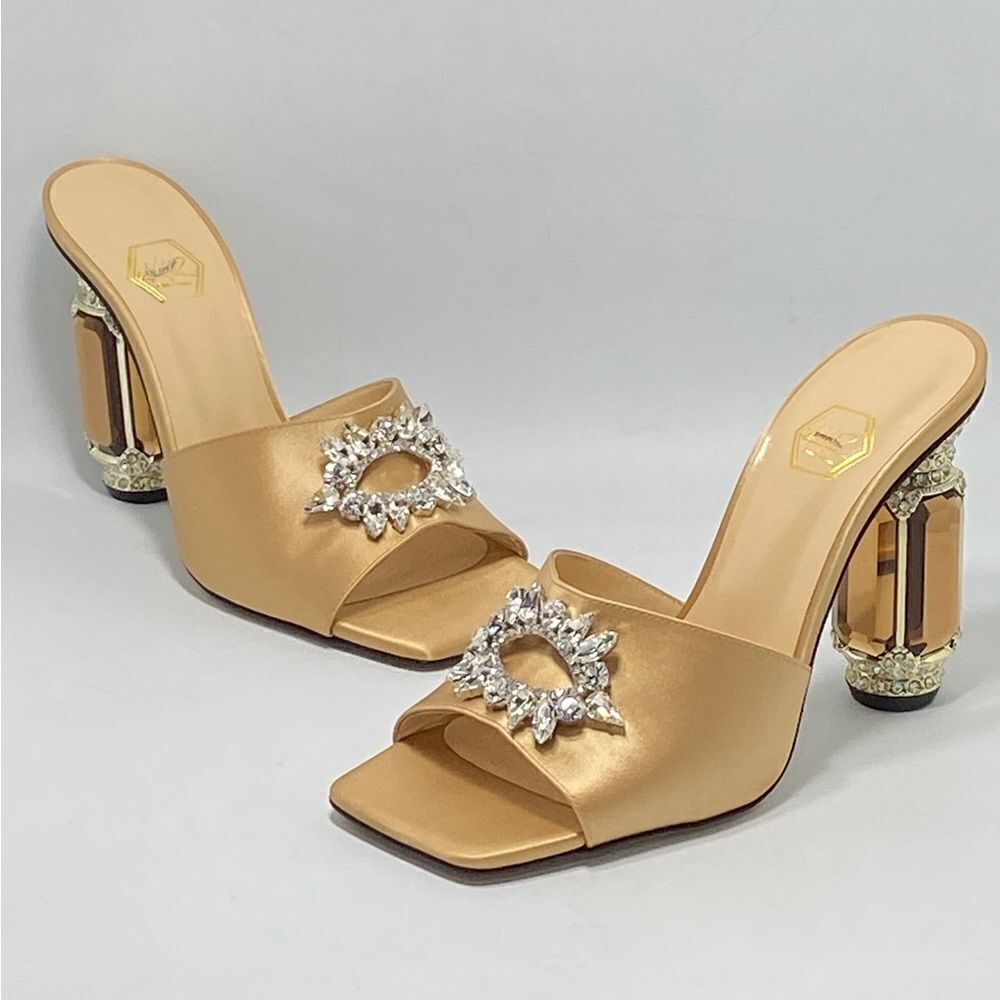 Nalebe Eureka Aurum Crystal-Embellished Mules size 39.5